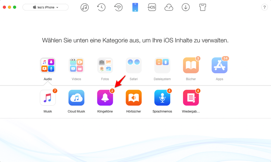 iPhone X/8/7: Klingeltöne zwischen zwei iPhones übertragen – Schritt 2
