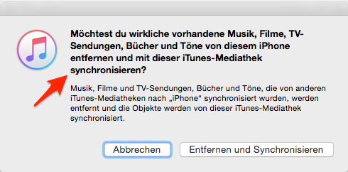 Hinweis von iTunes