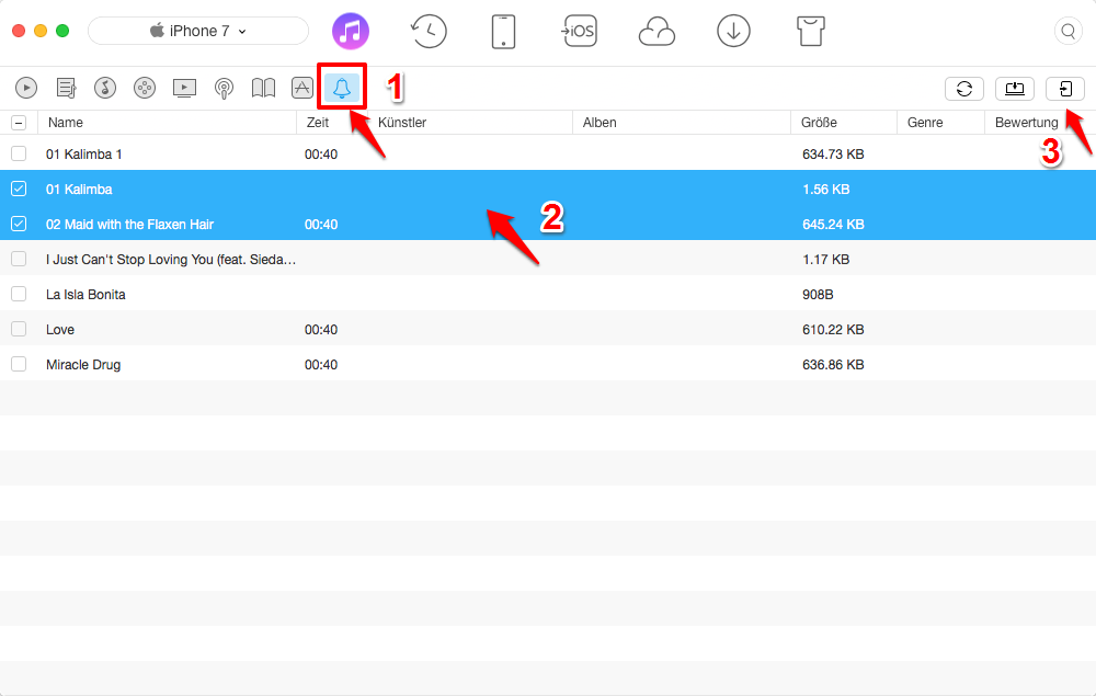 Klingelton auf iPhone über iTunes übertragen - Schritt 3