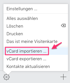 Kontakte als vCard in iCloud importieren