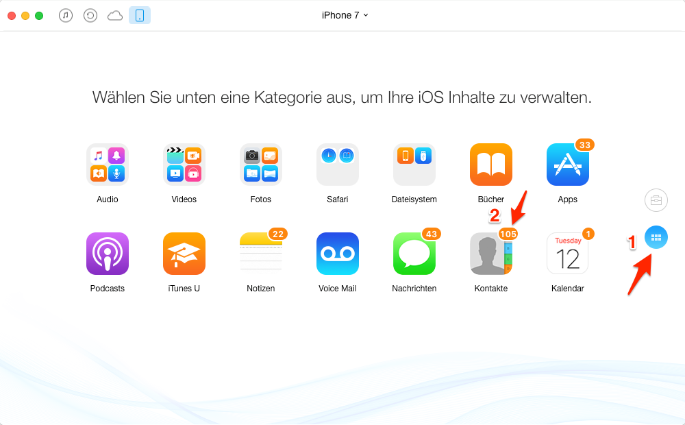 Kontakte auf iPhone 7 übertragen – Schritt 2