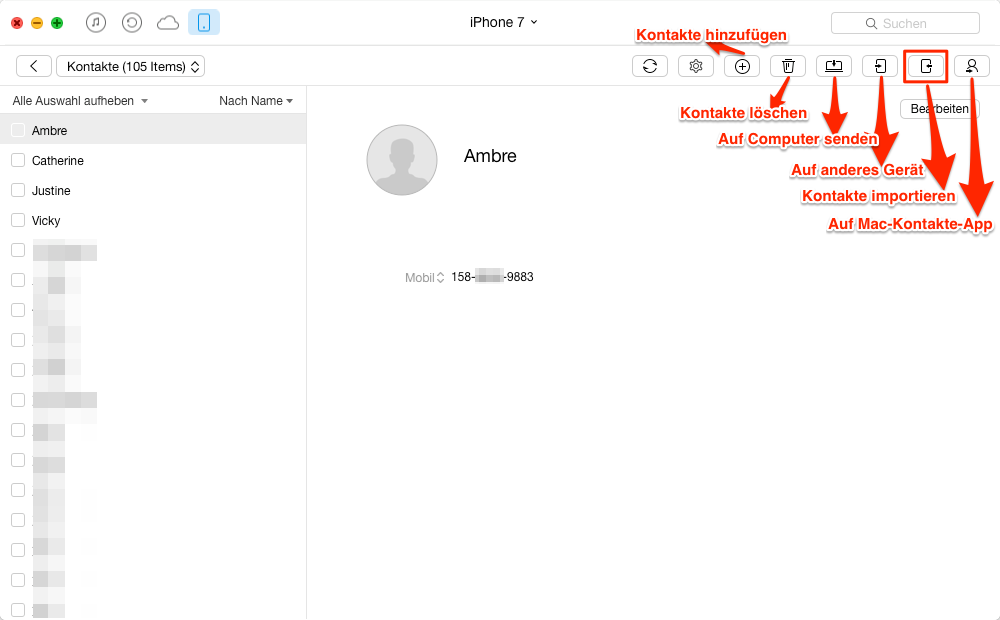 Kontakte vom Mac auf iPhone übertragen – Schritt 3