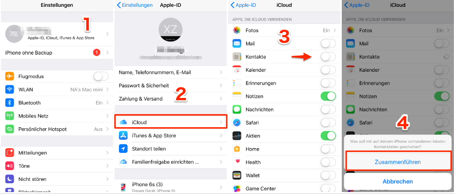 iPhone Kontakte auf neues iPhone übertragen - mit iCloud-Sync
