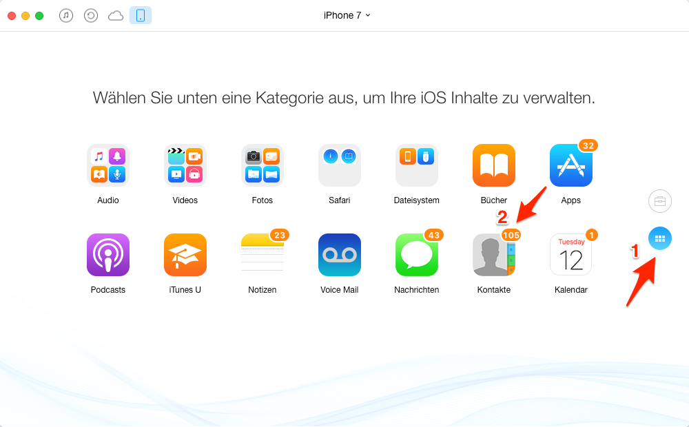 iPhone Kontakte mit Mac synchronisieren – Schritt 2