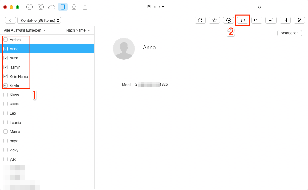 Selektiv & direkt: Kontakte vom iPad auf iPhone übertragen- Schritt 3