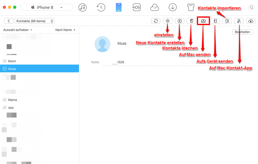 iPhone Kontakte zum Mac exportieren – Schritt 3