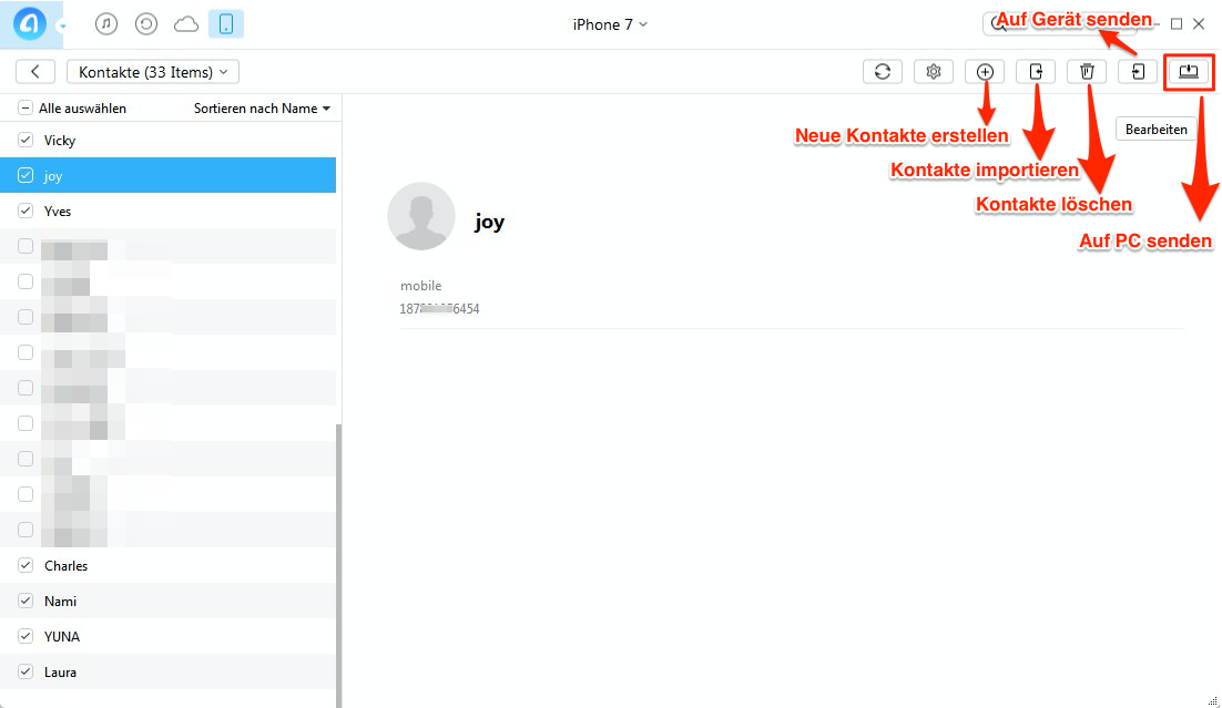 iPhone 7 Kontakte am PC sichern – Schritt 4