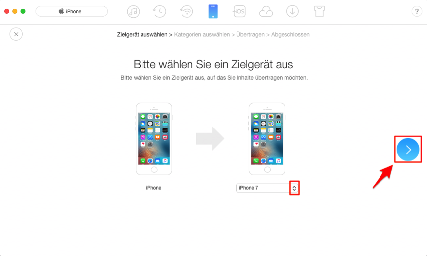 Kontakte von iPhone zum iPhone übertragen – Schritt 3