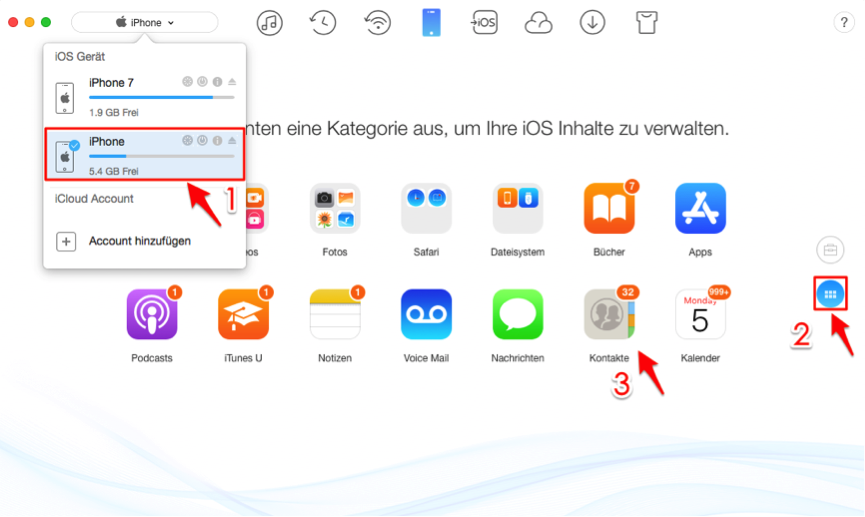 Kontakte von iPhone 6 zu iPhone 7 - Schritt 2