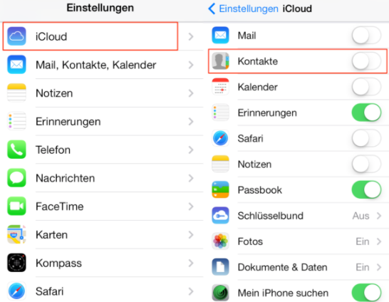 iPhone Kontakte auf iPad über iCloud-Sync übertragen