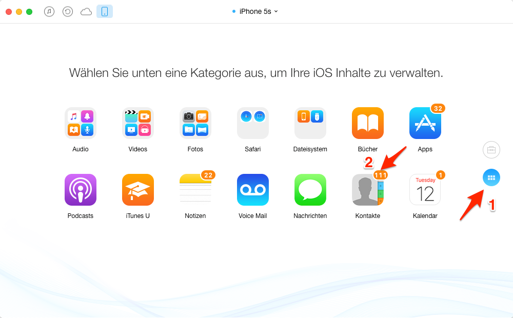 iPhone Kontakte am PC sichern – Schritt 3