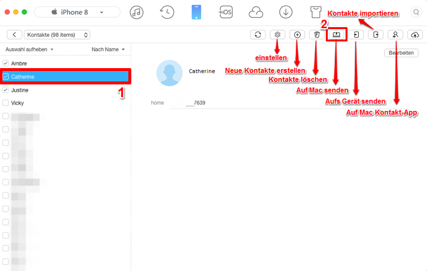 Kontakte vom iPhone auf Mac – Schritt 1