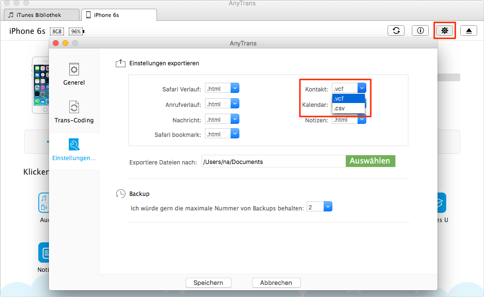 iPhone Kontakte sichern