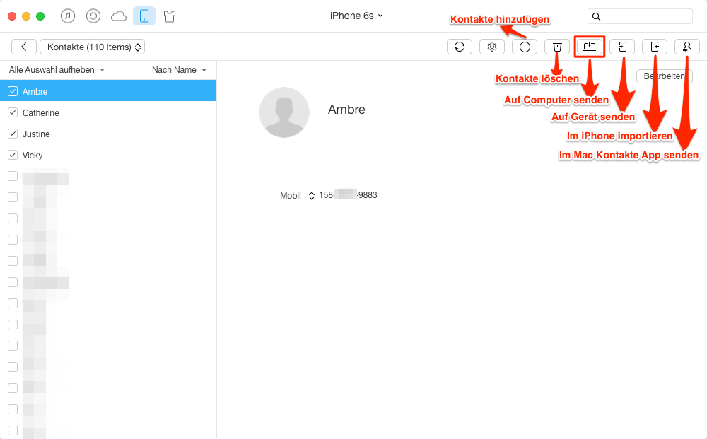 Kontakte vom iPhone auf Mac – Schritt 3