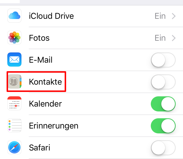 Kontakte von iPhone auf iPhone X über iCloud
