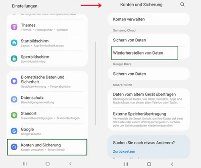 Kontakte wiederherstellen - Aus der Samsung Cloud