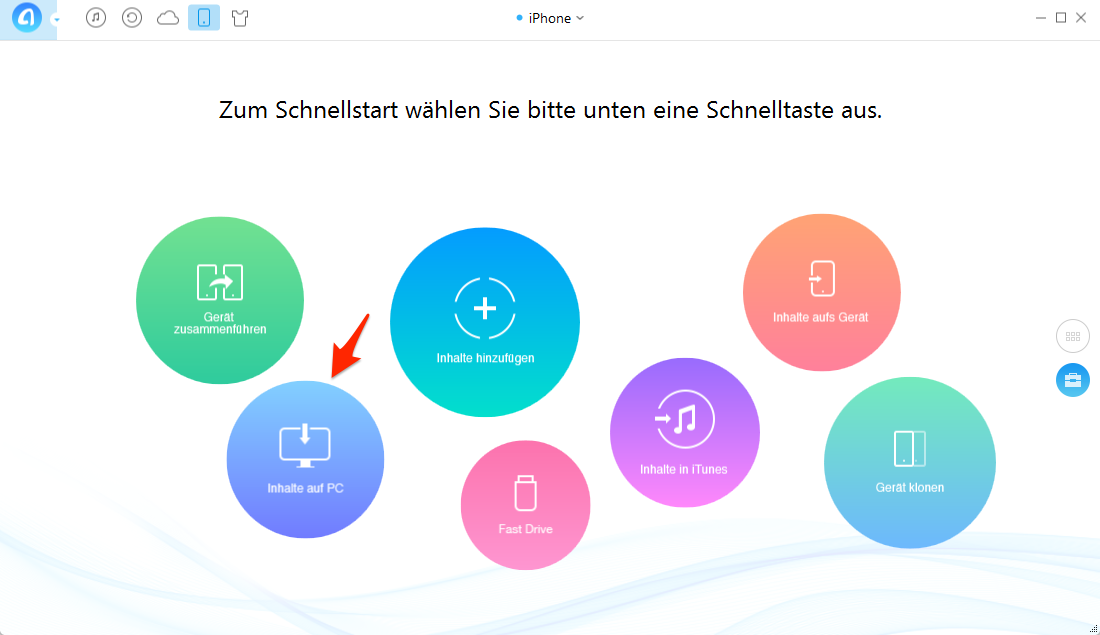 Lieder vom iPhone auf PC – Schritt 1