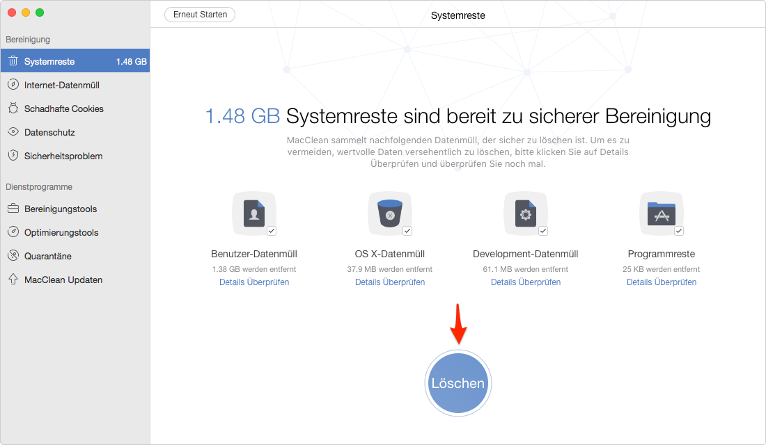 Mac Festplatte durch Systemreste-Lösung bereinigen – Schritt 6