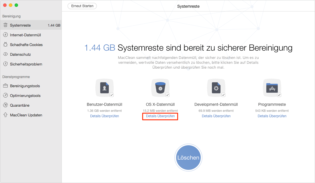 Systemeinstellungen unter OS X-Datenmüll überprüfen – Schritt 3