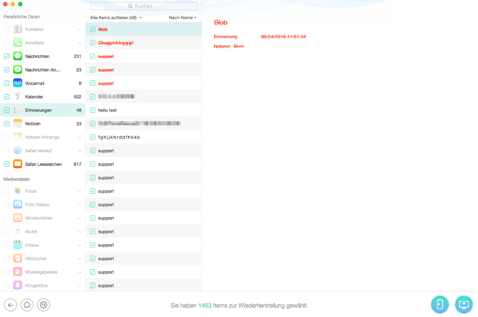 Markieren Sie die gewünschten Nachrichten