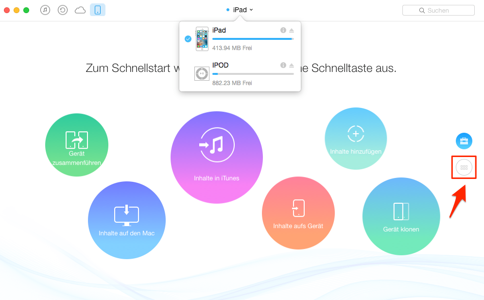 Musik vom iPad auf iPod mit AnyTrans übertragen – Schritt 2