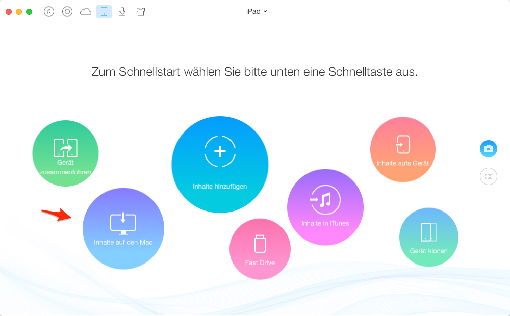 AnyTrans starten und Übertragungslösung auswählen – Schritt 1