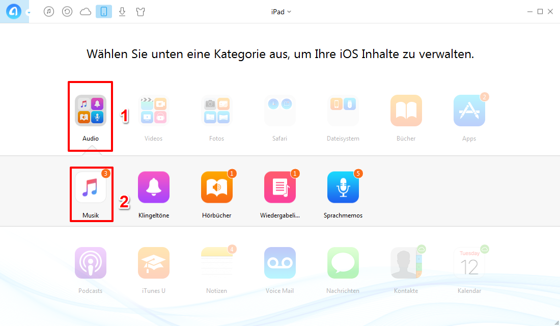 Wie kann man iPad Musik löschen - Schritt 2
