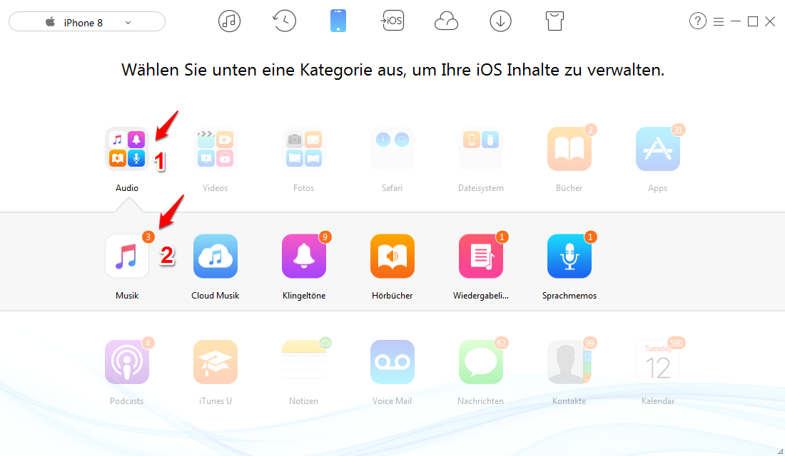 iPhone-Musik in iTunes importieren – Schritt 3