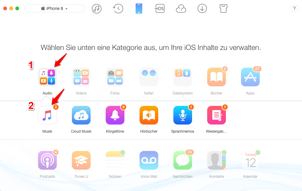 iPhone Musik auf Mac übertragen – Schritt 3