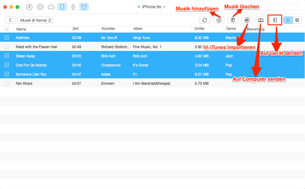 iPhone Musik auf iPad transportieren – Schritt 3