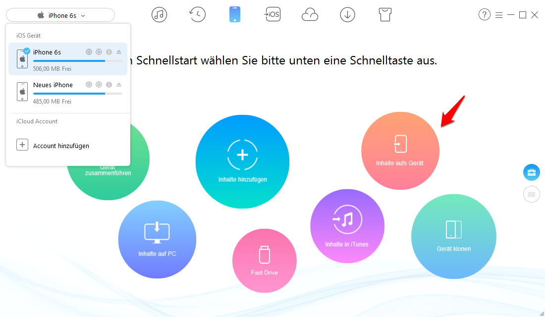 Musik von iPhone 6s zum neuen iPhone X/8/7(Plus) – Schritt 1