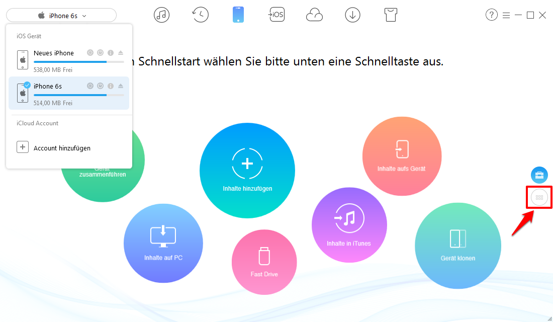 Musik von iPhone zu iPhone X/8/7(Plus) – Schritt 1