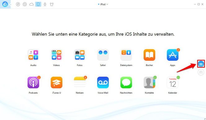 Musik vom iPod auf den iPhone 5c auf Mac übertragen – Schritt 1