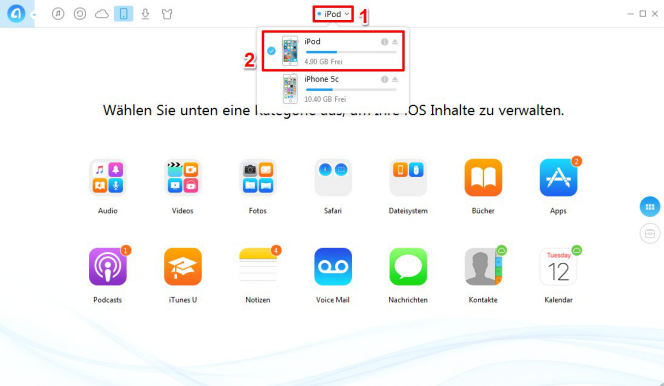 Musik vom iPod auf den iPhone 5c auf Mac – Schritt 2