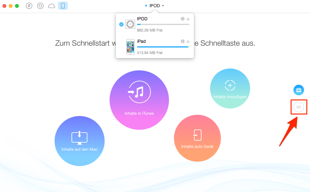Musik vom iPod auf iPad direkt übertragen – Schritt 2