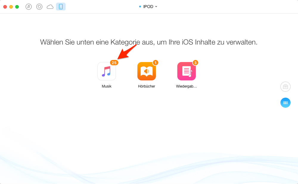 iPod Musik auf iPad mini kopieren – Schritt 3