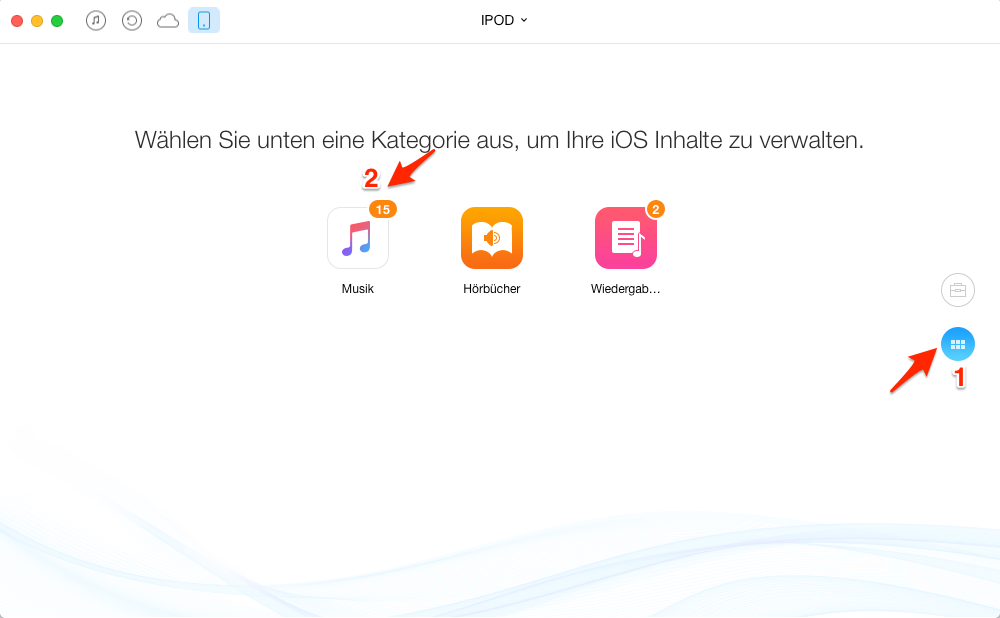 Musik vom iPod in iTunes importieren – Schritt 2