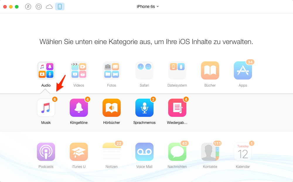 iPhone Musik auf Mac zurück übertragen – Schritt 3