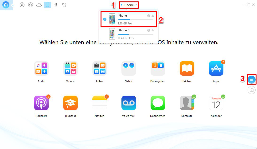 Musik von iPhone auf iPhone 6/6s – Sciritt 1