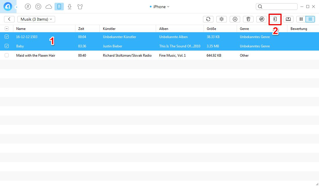 Musik vom iPhone auf iPhone 6/6s – Sciritt 3