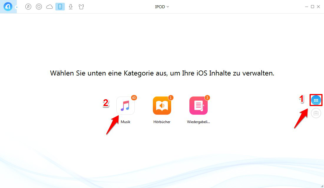 Musik vom iPod auf PC – Schritt 1