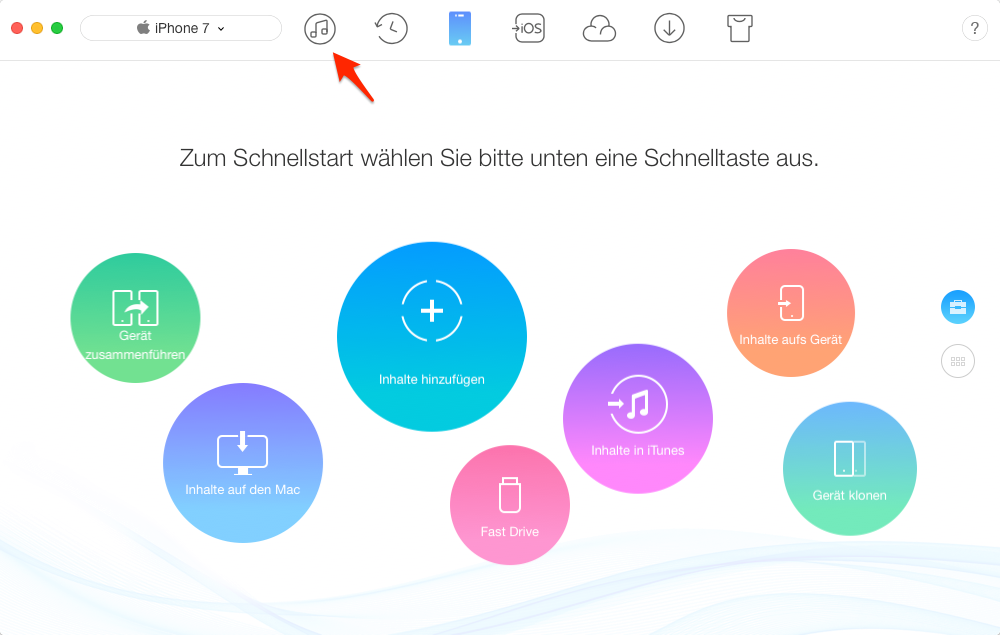 Musik von iTunes auf iPhone X/8 – Schritt 1