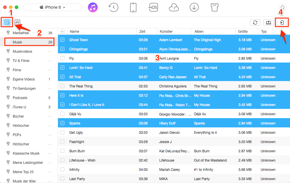 iTunes Musik auf iPhone – Schritt 2