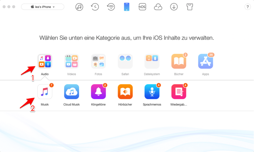 Musik von iPhone zu iPhone ohne iTunes – Schritt 2