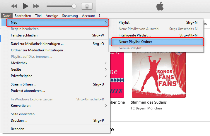 Neue Ordner erstellen - iTunes
