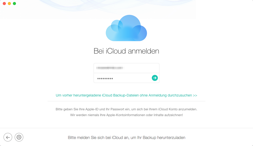 iPhone Notizen wiederherstellen: Apple-ID einloggen – Schritt 2