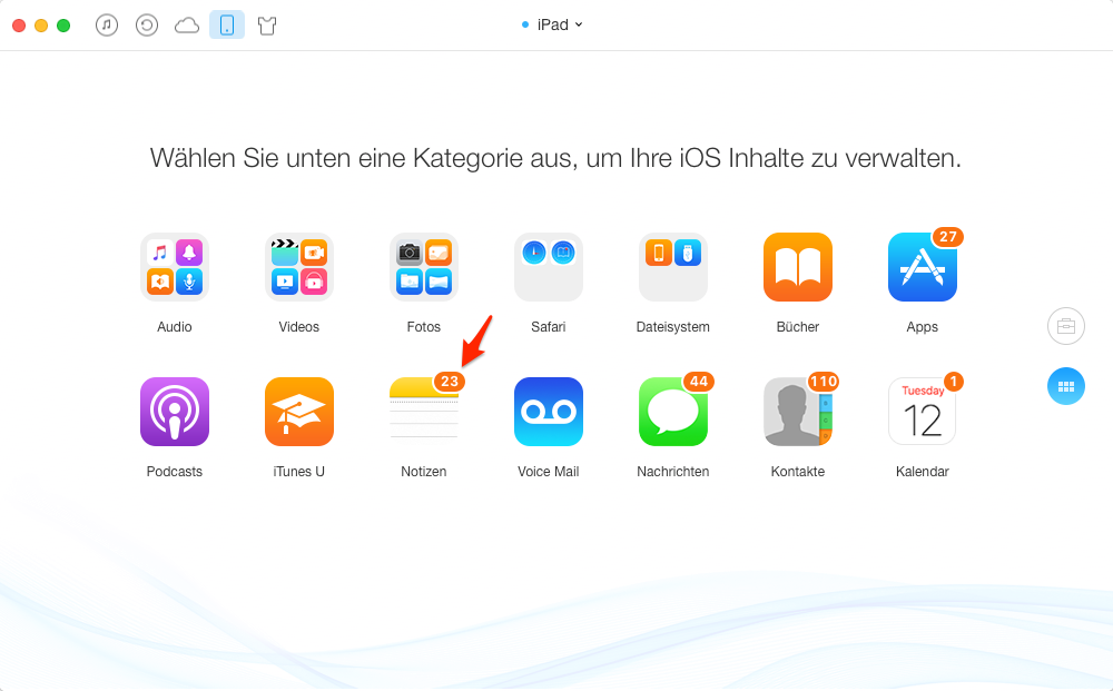 iPad Notizen mit iPhone synchronisieren – Schritt 2