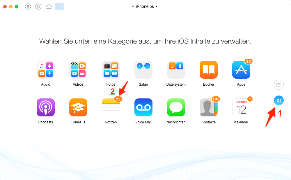 Notizen vom iPhone auf iPad – Schritt 4