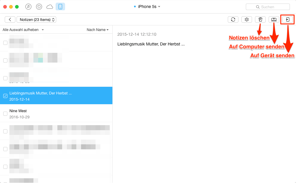 iPhone Notizen exportieren – Schritt 3
