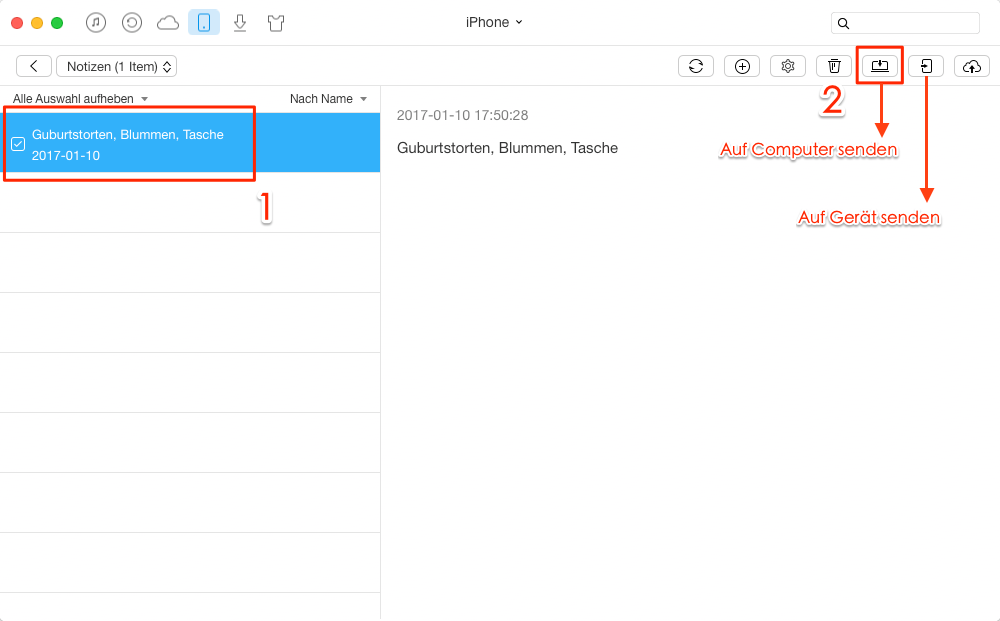 iPhone Notizen am Mac sichern – Schritt 3